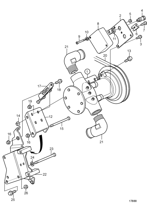 Схема узла Flushing Pump 2\'\' Для Volvo Penta D12C-A Mp