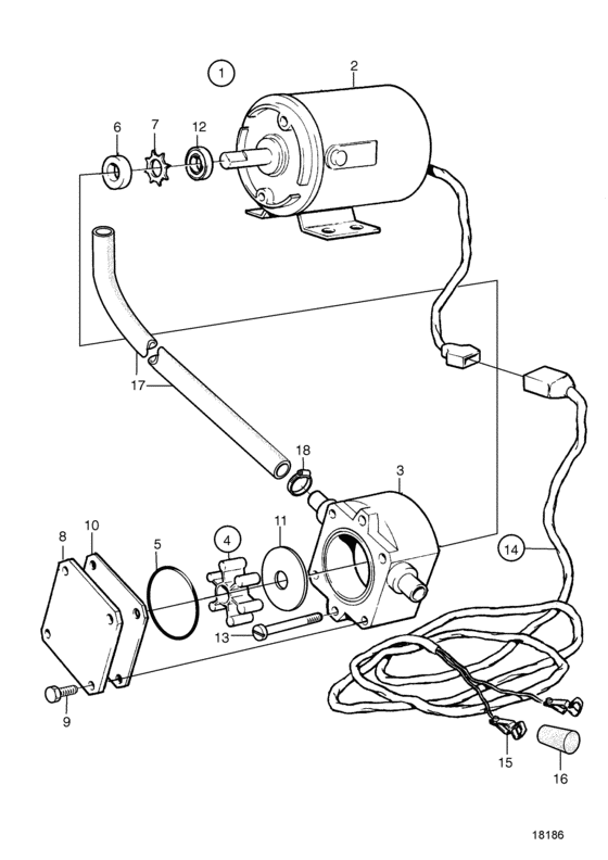 Схема узла Electric Bilge Pump 12V/24V: 12V Для Volvo Penta Tmd22A