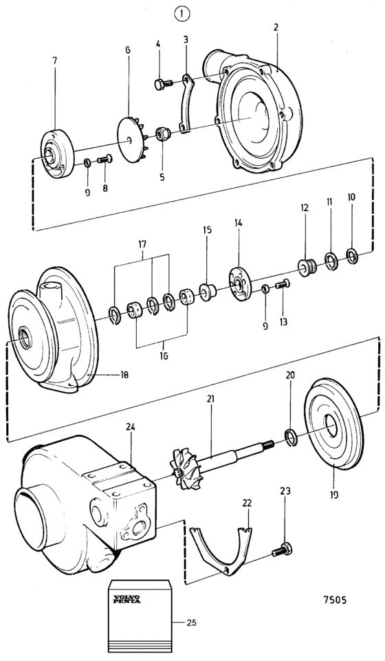 Схема узла Турбонагнетатель Для Volvo Penta 2003Tb