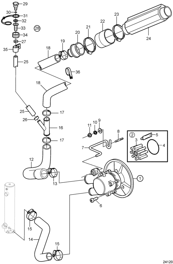 Схема узла Seawater Pump And Hoses Для Volvo Penta 8.1Ipsce-Jf