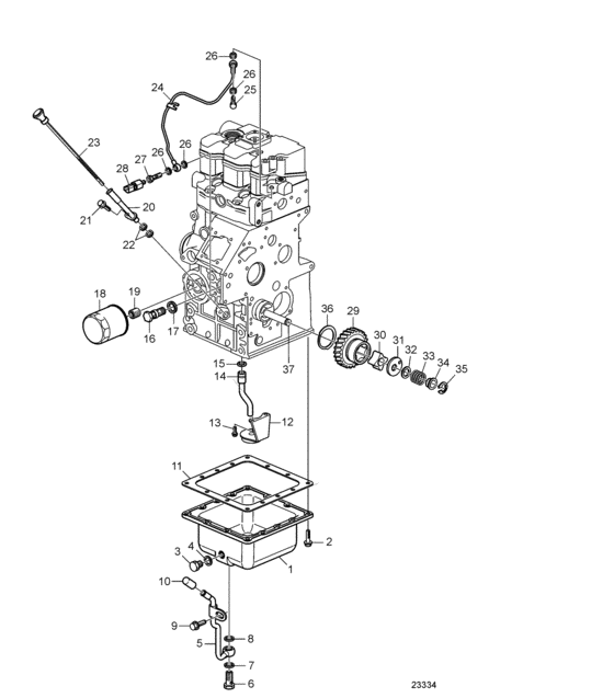 Схема узла Lubricating System Для Volvo Penta D1-13A
