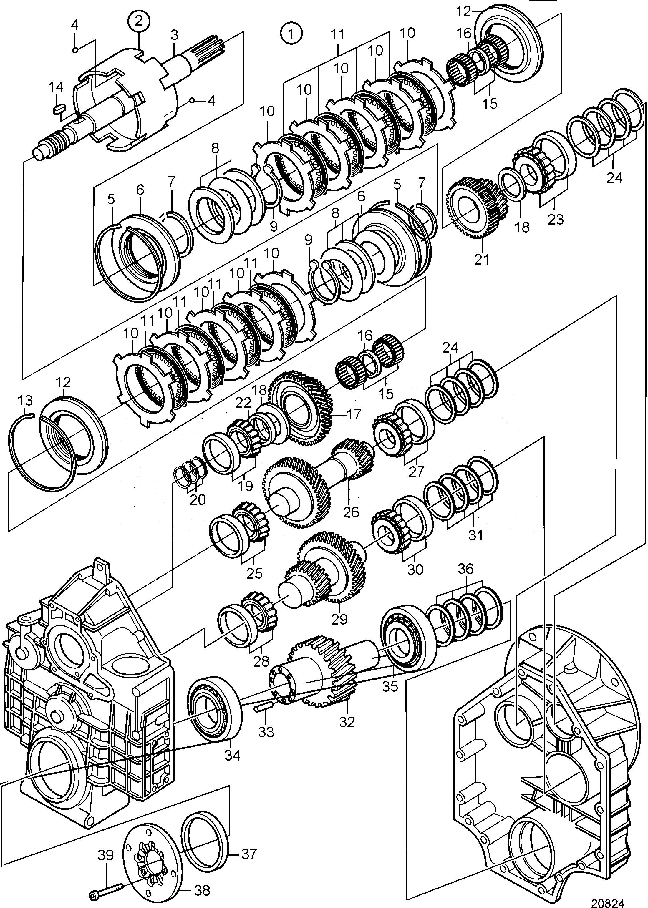 Схема узла Reverse Gear Hs80Ive-A, Components: Ratio 1.64:1, 2.01:1, 2.49:1