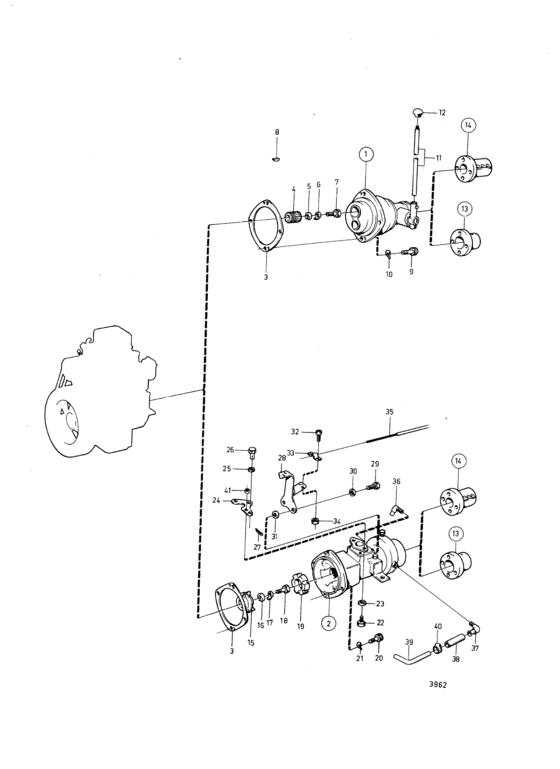 Схема узла Connecting Components Reverse Gear Для Volvo Penta Md1B