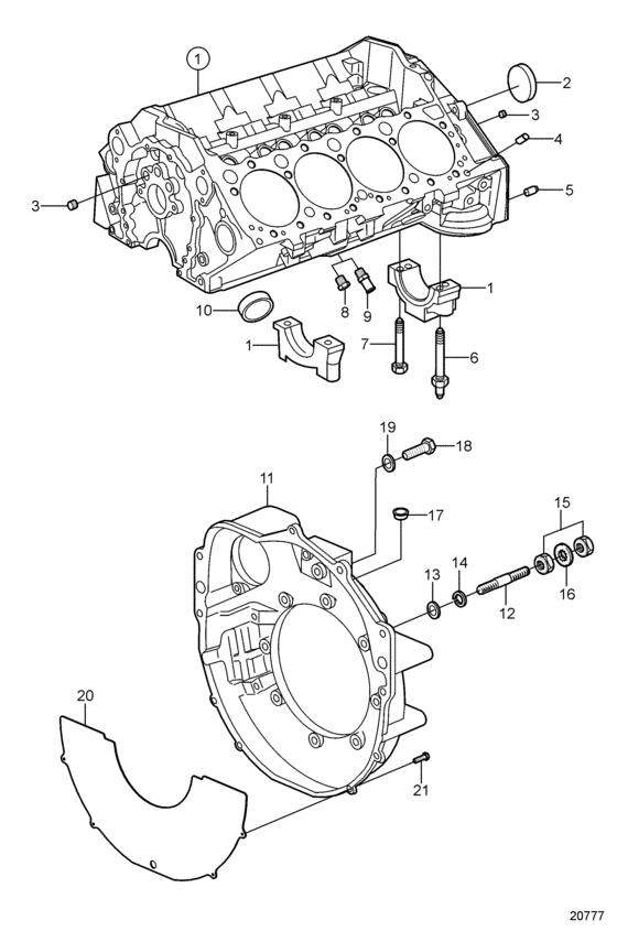Схема узла Cylinder Block And Flywheel Housing Для Volvo Penta 5.7Gxii-A