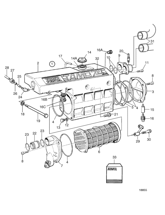 Схема узла Нагреватель Для Volvo Penta Tamd74A