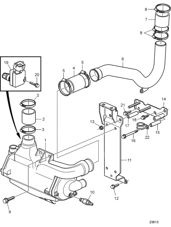 Схема узла Aftercooler Для Volvo Penta D3-110I-B