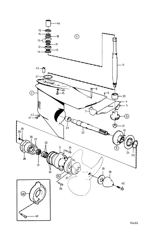 Схема узла Lower Gear Unit Для Volvo Penta 230A