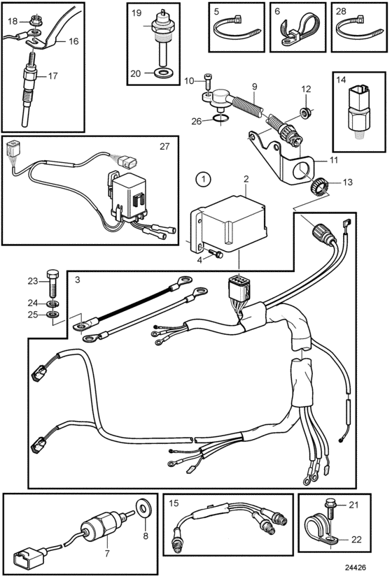 Схема узла Evc Electrical System D1-D2 Для Volvo Penta D2-40F