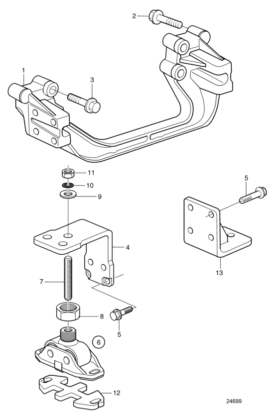 Схема узла Flexible Engine Suspension, High Для Volvo Penta D12C-A Mp
