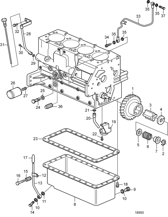 Схема узла Lubricating System Для Volvo Penta D2-55C