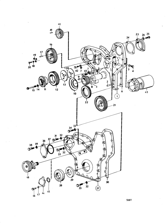 Схема узла Timing Gear Casing And Timing Gear: B Для Volvo Penta D100Brc