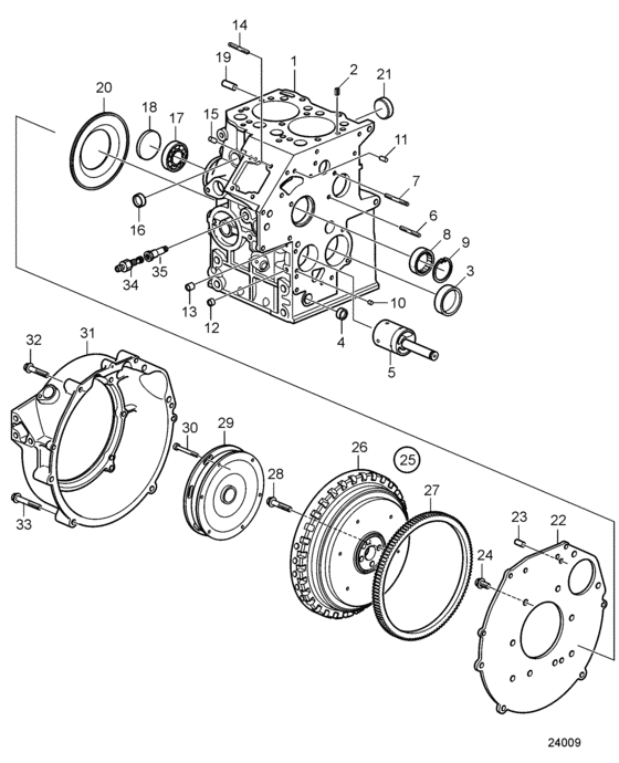 Схема узла Cylinder Block And Flywheel Housing Для Volvo Penta D1-13B