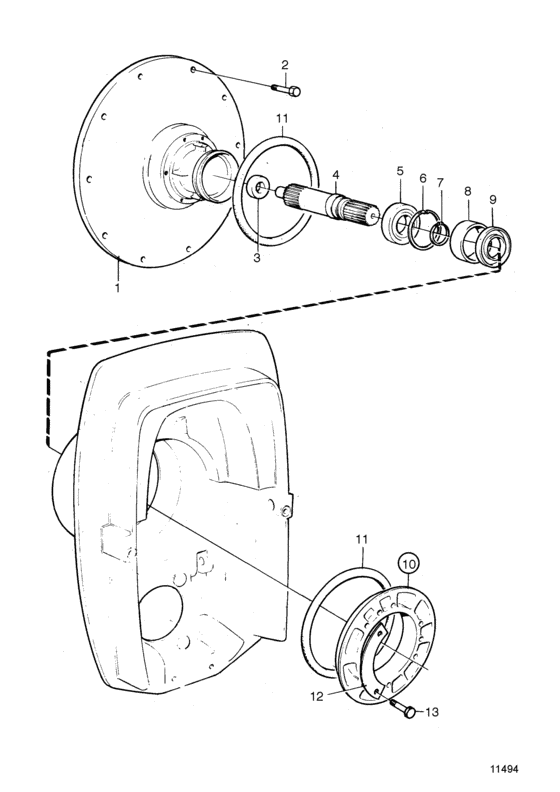 Схема узла Flywheel Housing And Primary Shaft Для Volvo Penta Kamd42B