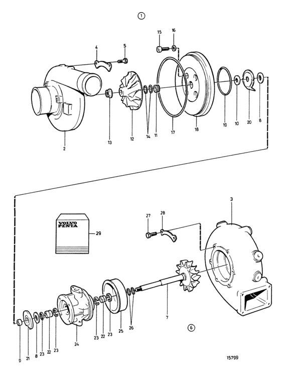 Схема узла Turbocharger, Components Для Volvo Penta Tamd163P-A