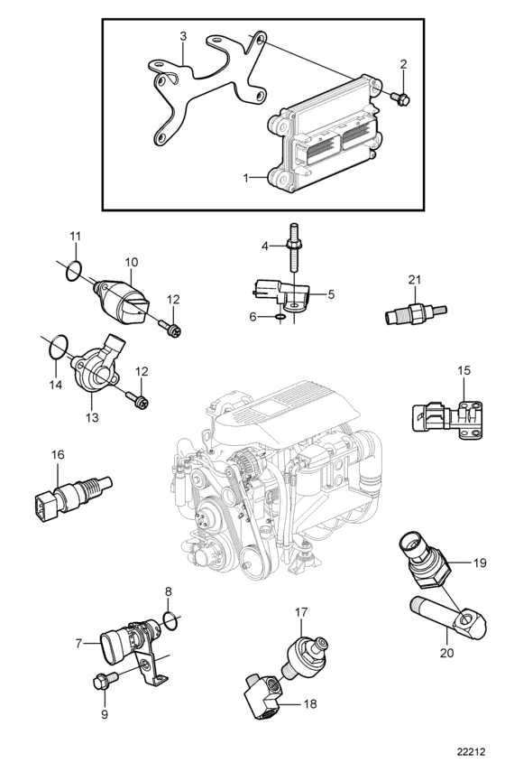Схема узла Electronic Engine Control Для Volvo Penta 5.0Gxi-Ff