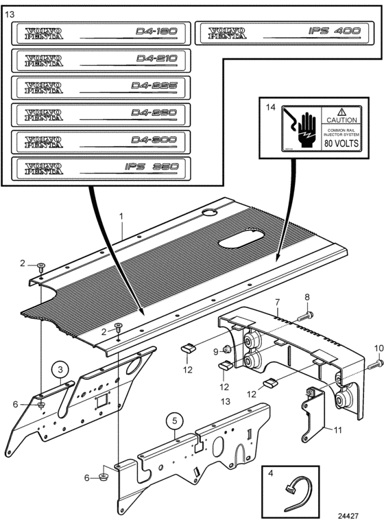 Схема узла Protecting Cover Для Volvo Penta D4-180I-C