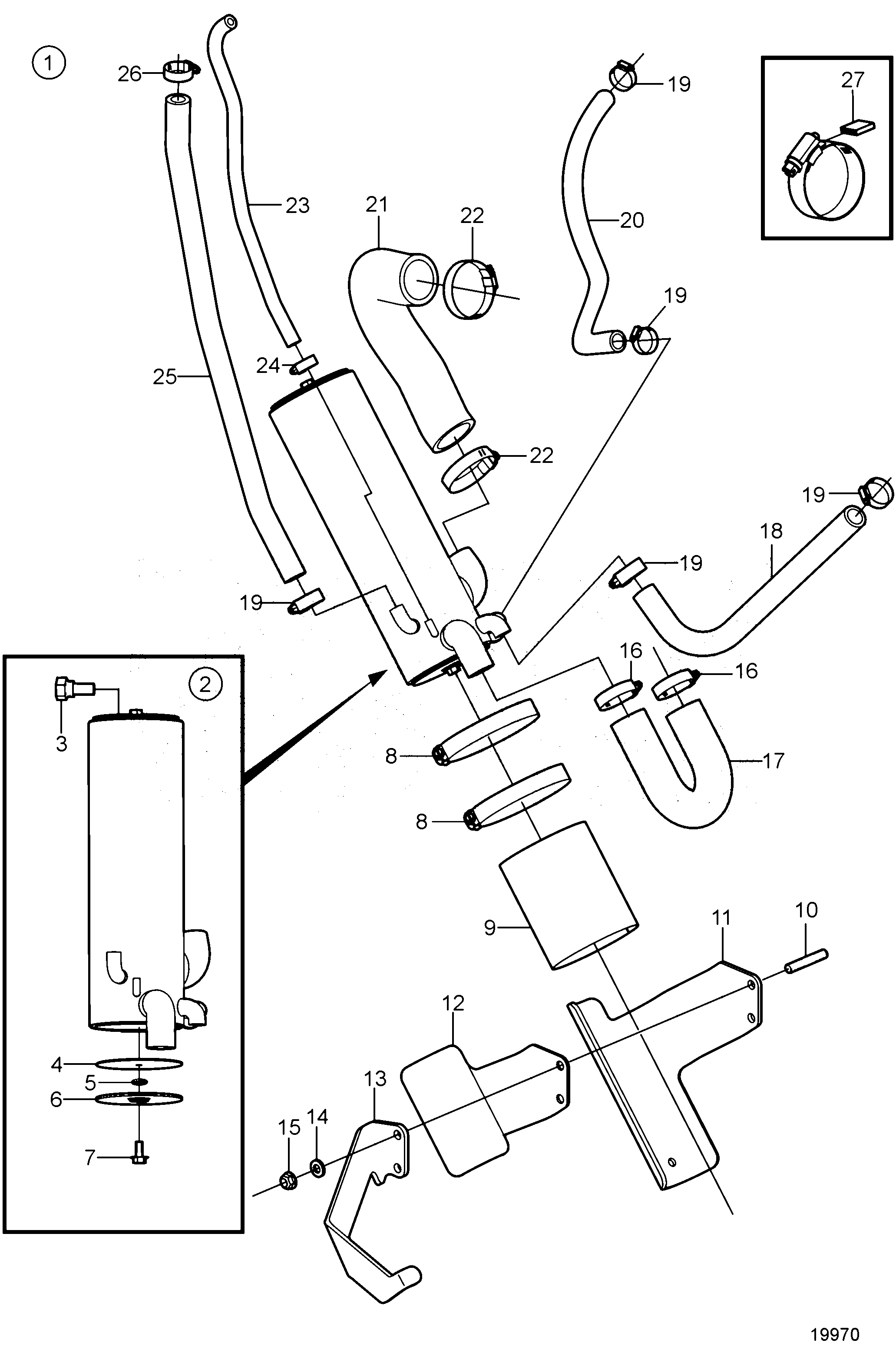 Схема узла Теплообменник, Встроенный С Пресной Охлаждающей Жидкостью