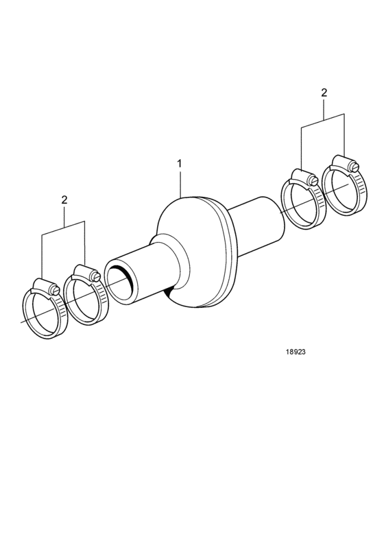 Схема узла Flexible Water Connection, Cooling Water: Aux/He/Kc Для Volvo Penta Tamd74A-A