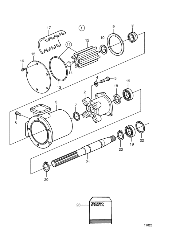 Схема узла Sea Water Pump, Components Для Volvo Penta D12C-A Mp