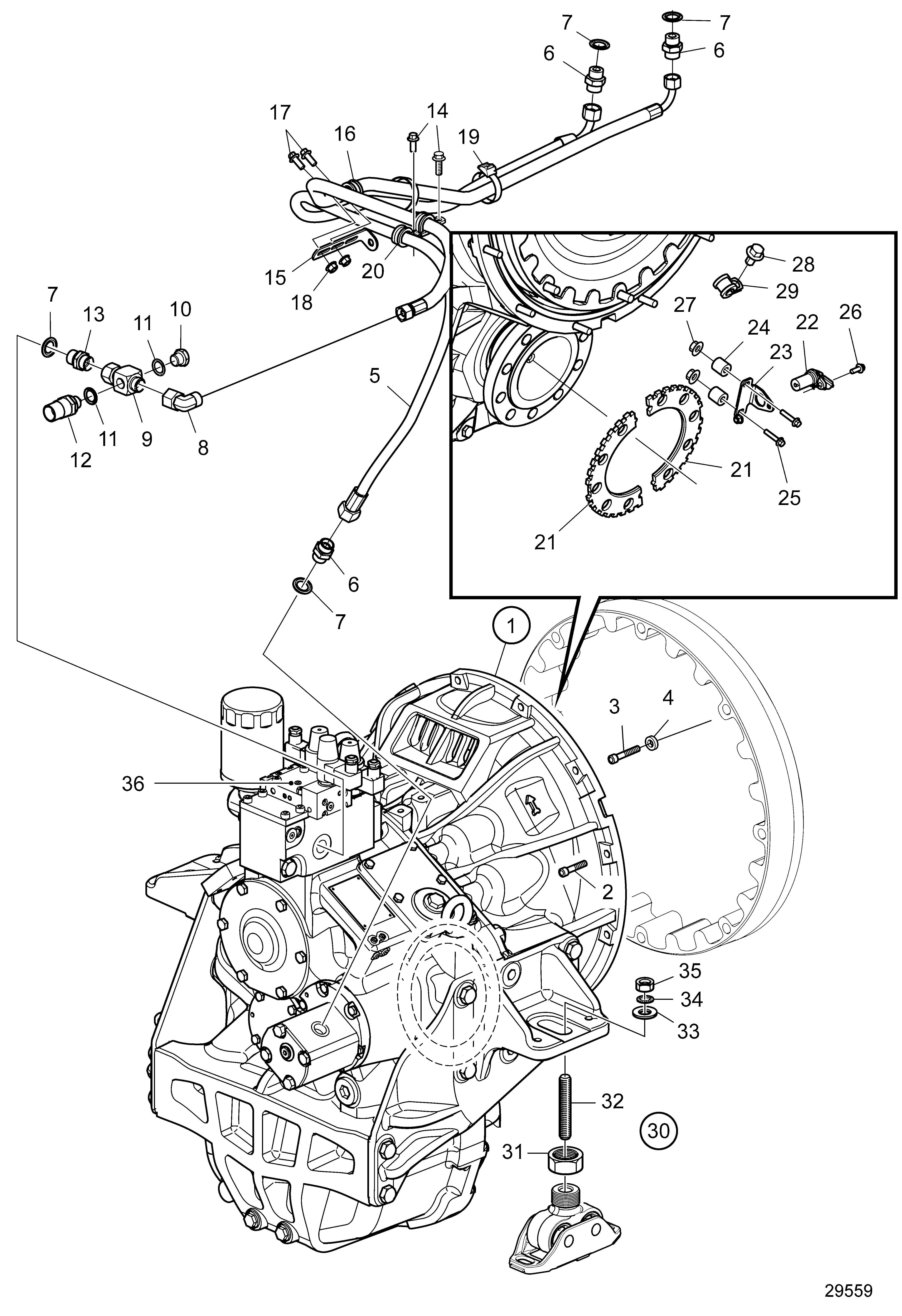 Схема узла Компоненты Соединения Реверсивной Передачи Zf500-Iv