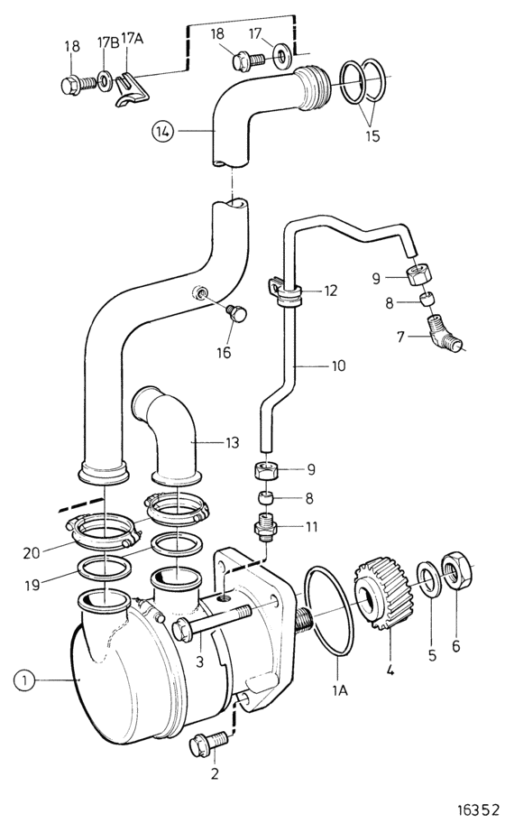 Схема узла Sea Water Pump With Bronze Impeller Для Volvo Penta Tamd165A-A