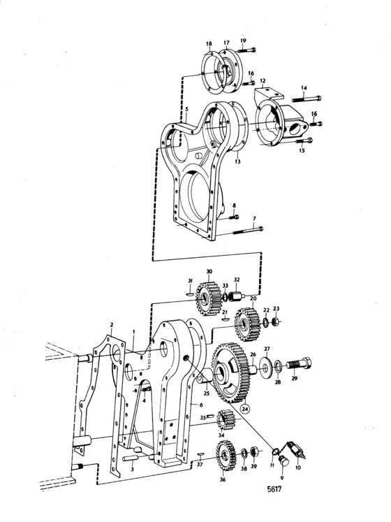 Схема узла Timing Gear Casing And Gears: C Для Volvo Penta Md7B