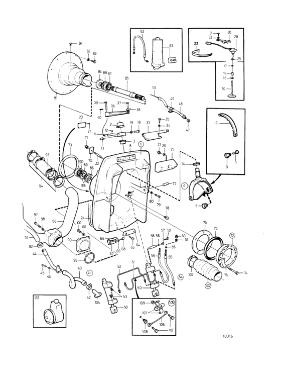 Схема узла Connecting Components, Drive Sp-A, Sp-A1, Sp-A2, Dp-A, Dp-A1, Для Volvo Penta 430A