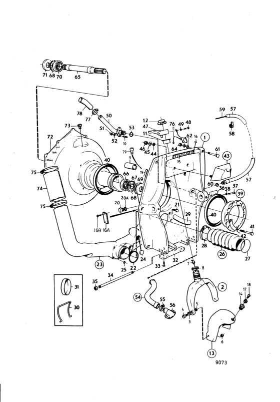 Схема узла Connecting Components Drive Unit Sp-A/Mt: A Для Volvo Penta Aq271B