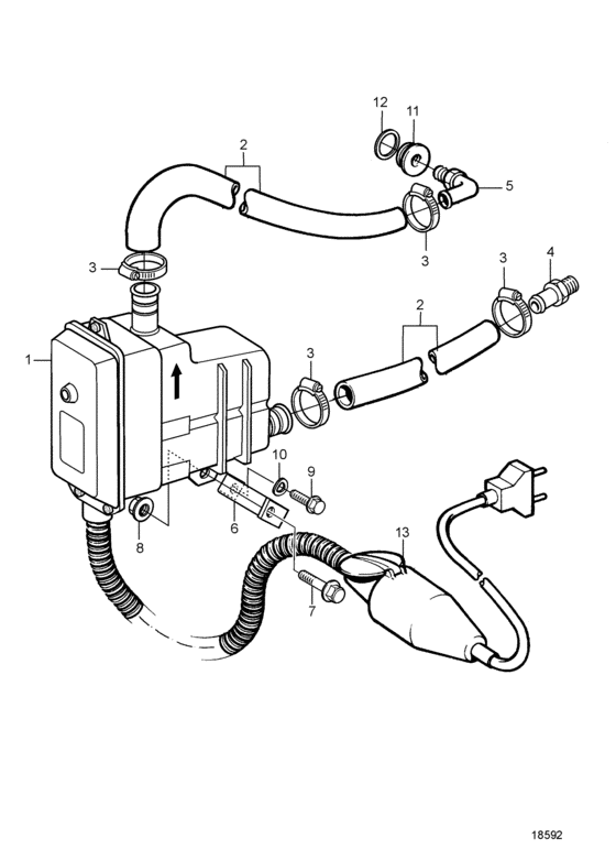 Схема узла Engine Heater, Separately Mounted Для Volvo Penta Tamd122P-B