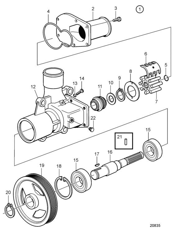 Схема узла Sea Water Pump, Components Для Volvo Penta D4-225I-C
