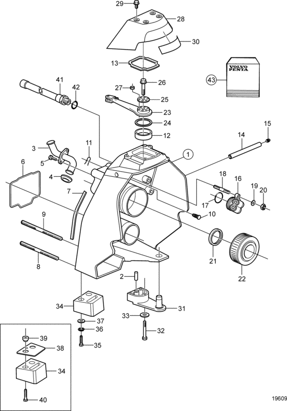 Схема узла Transom Shield Для Volvo Penta Sx-Mda