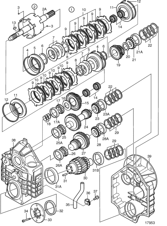 Схема узла Reverse Gear Hs63V-A, Components: Ratio 2.00:1 Для Volvo Penta Hs63V