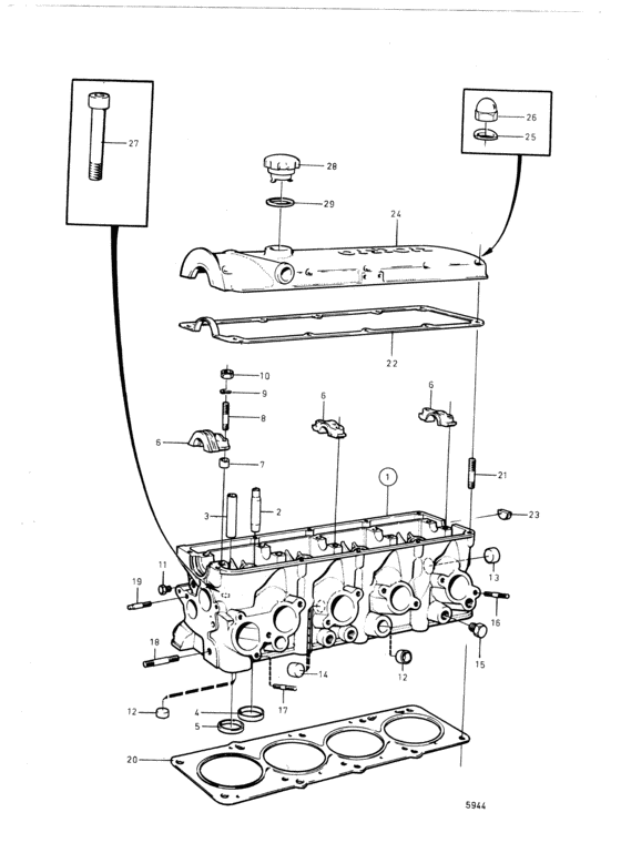 Схема узла Головка Цилиндра Для Volvo Penta Aq145A