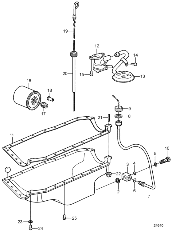 Схема узла Oil Pan And Oil Pump Для Volvo Penta 3.0Gsmlkd