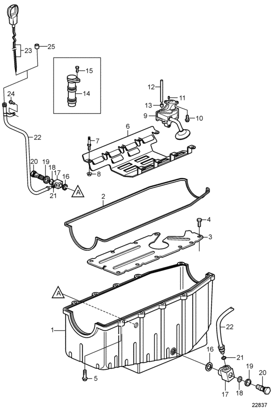 Схема узла Oil Pan And Oil Pump Для Volvo Penta 8.1Gxi-C
