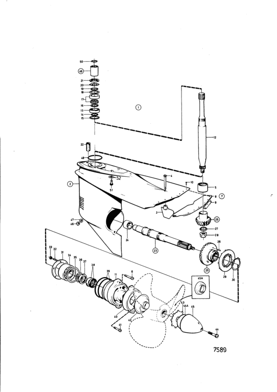 Схема узла Lower Gear Unit Aq Drive Unit 280 Для Volvo Penta Aq145A
