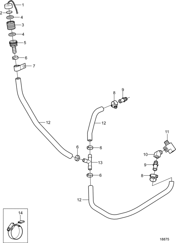 Схема узла Engine Flush System Для Volvo Penta 4.3Osi-B