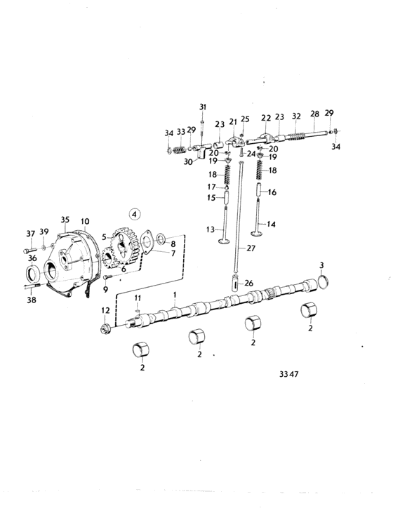 Схема узла Camshaft And Valve Mechanism Для Volvo Penta Aq170A