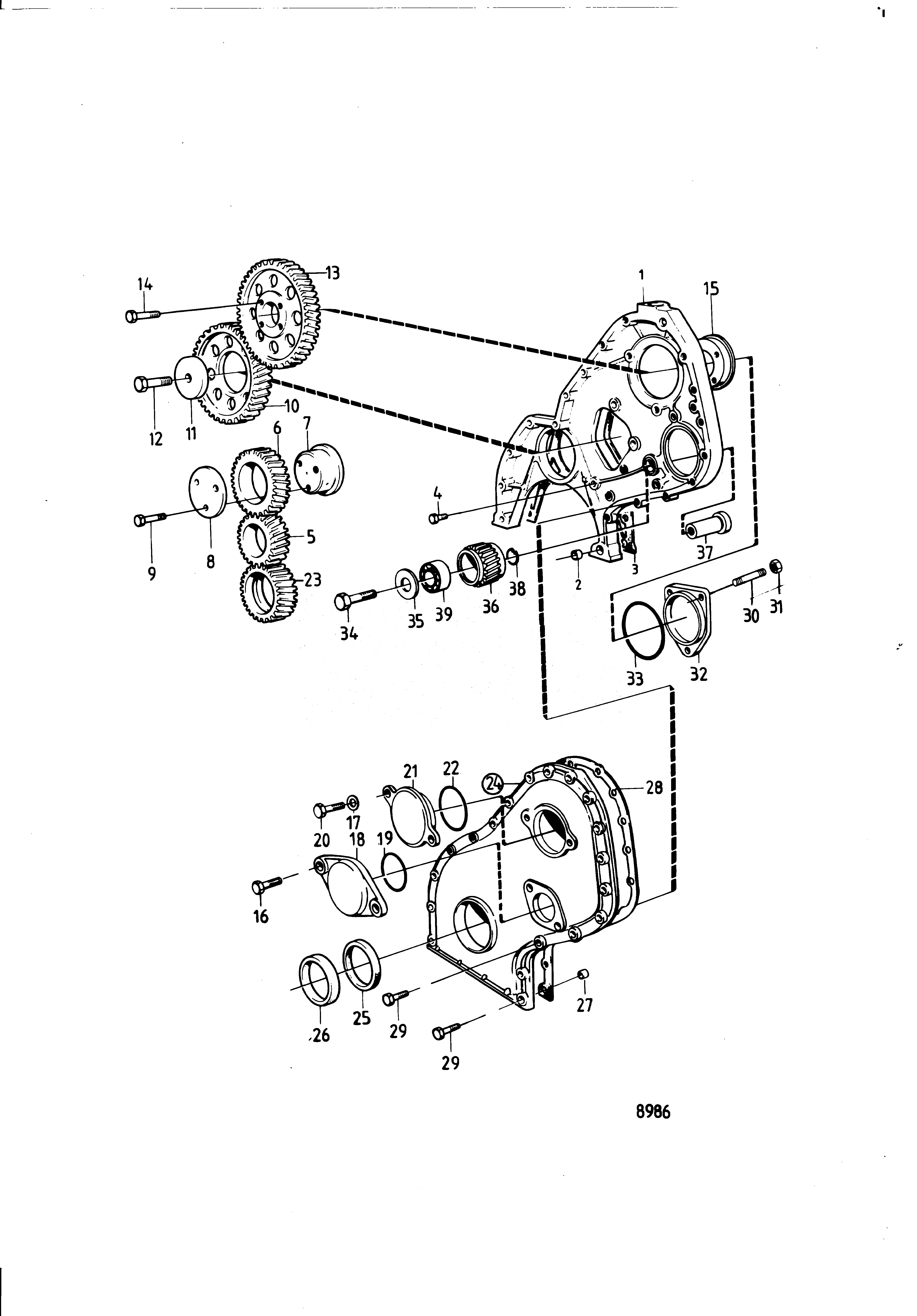Схема узла Крышка Распределительного Механизма И Шестерни