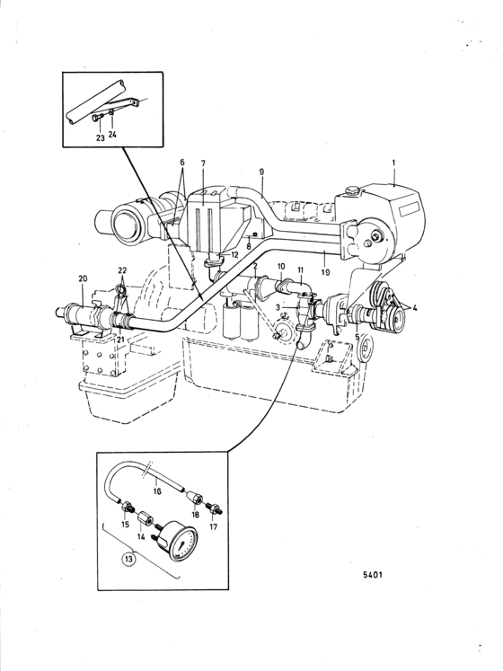 Схема узла Cooling System, Induction And Exhaust Manifold Для Volvo Penta Tamd120B