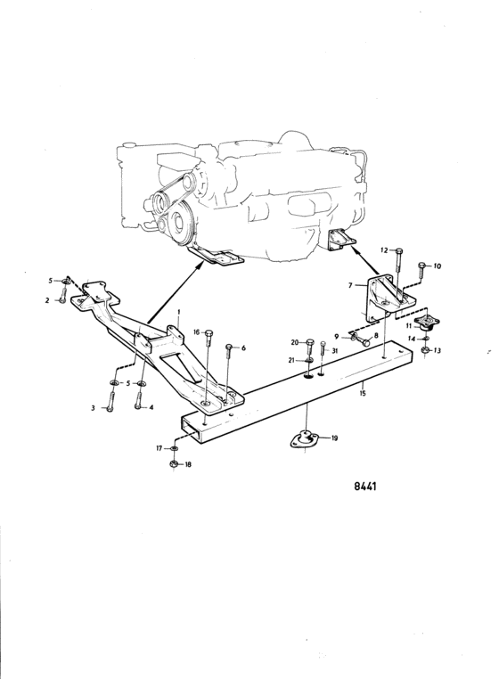 Схема узла Engine Suspension: B Для Volvo Penta Aqd70Bl