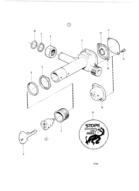 Схема узла Steering Cable Lock Для Volvo Penta 2003-Solas