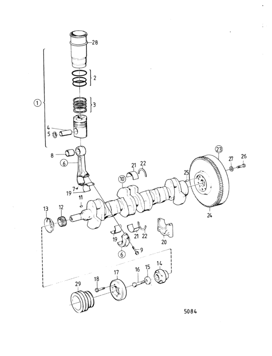 Схема узла Crankshaft And Related Parts: B Для Volvo Penta Tamd70C