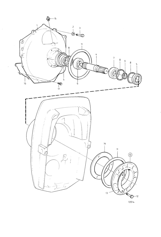 Схема узла Flywheel Casing, Primary Shaft And Clamp Ring Kit Для Volvo Penta 431A