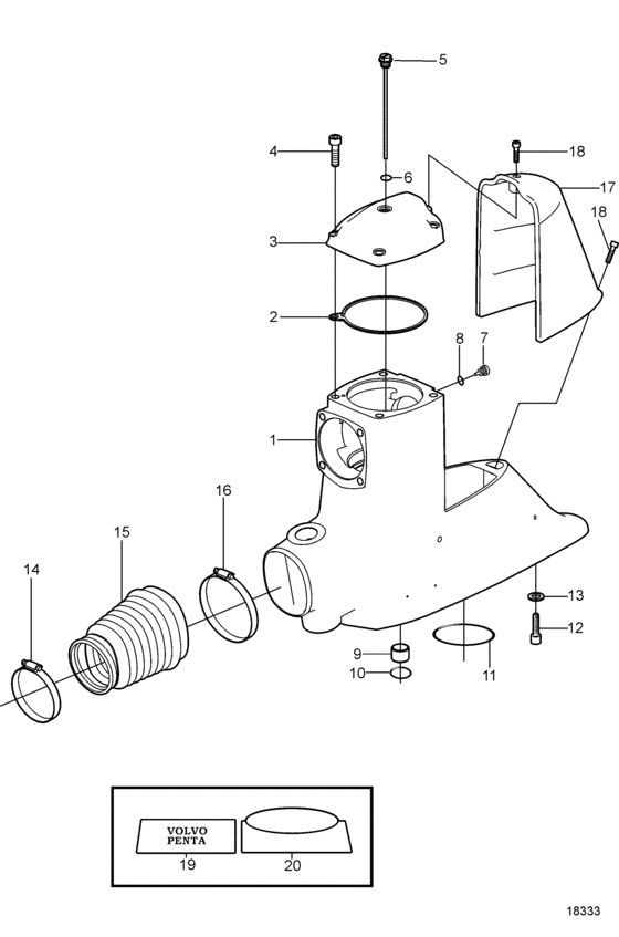 Схема узла Gear Housing, Upper Для Volvo Penta Dp-G