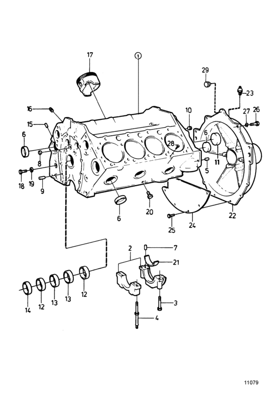 Схема узла Cylinder Block And Flywheel Casing: B Для Volvo Penta 501B