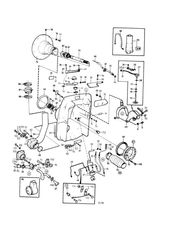 Схема узла Connecting Components Aq Drive Unit 290A, Dp290A: B Для Volvo Penta Ad41A