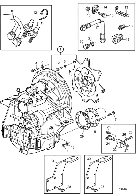 Схема узла Connecting Components Zf325Iv: A Для Volvo Penta D12C-A Mp