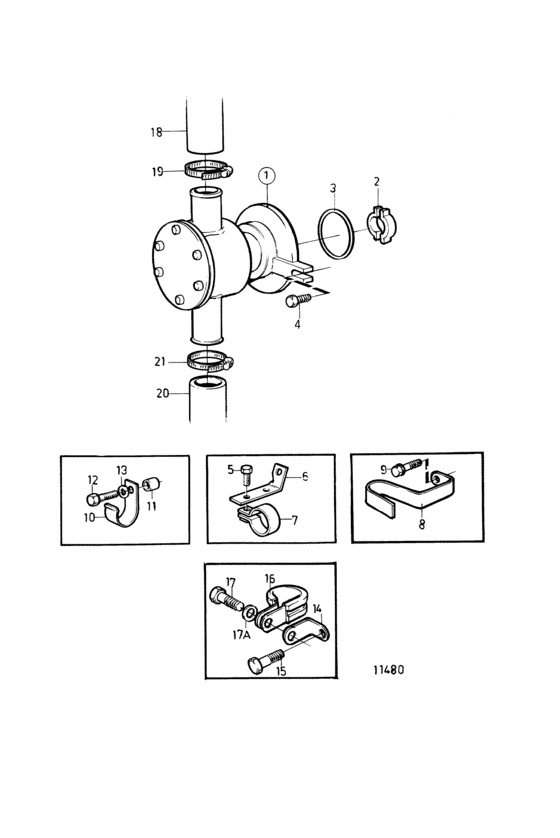 Схема узла Sea Water Pump: B Для Volvo Penta Kamd42B