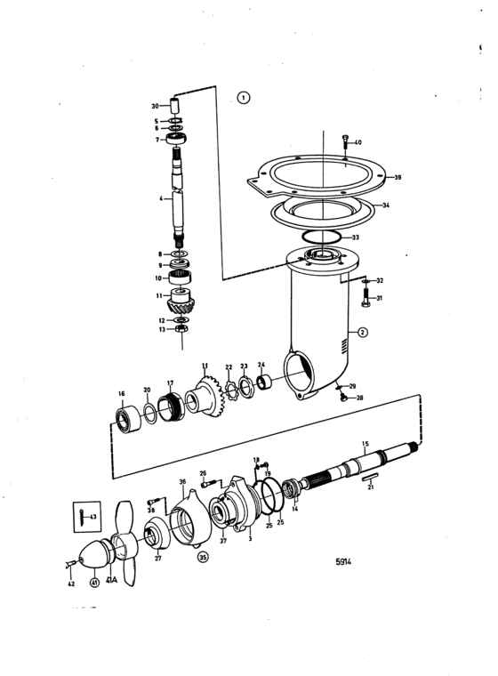 Схема узла Lower Gear Unit Sail Boat Drive Unit 110S Для Volvo Penta Md17C